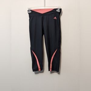 Women's Adidas Black/Pink Athletic Climate Yoga Capri Legging Pants Size Small
